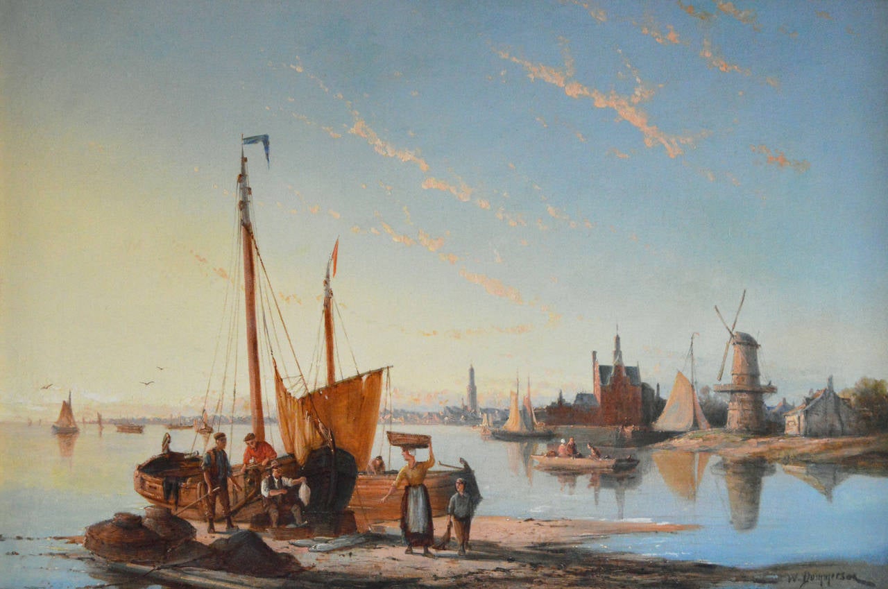 "Oakhuizen, Zuyder Zee, Holland, " Oil on Canvas by William Raymond Dommersen