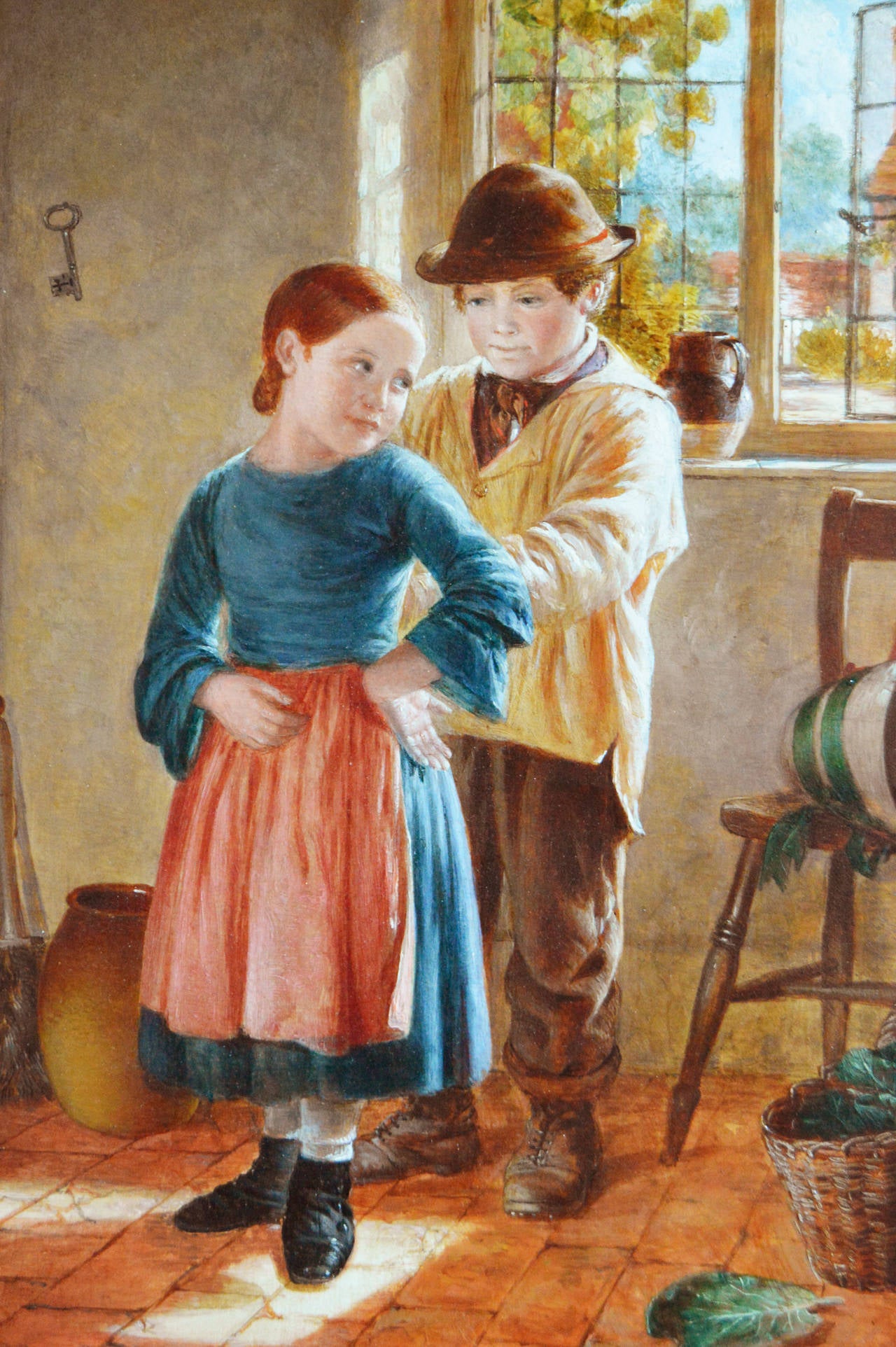 "Apron Strings" Oil on Panel by William Hemsley