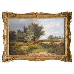 Antique "A Country Idyll" Oil on Canvas by Joseph Thors