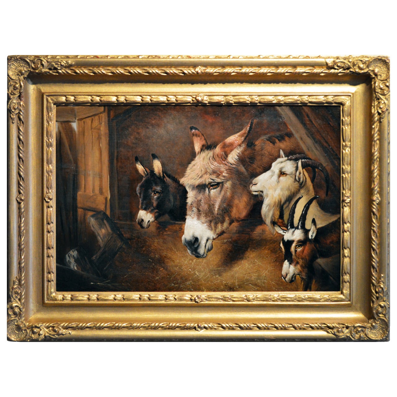 "Farmyard Friends, " Oil on Canvas by Alfred Wheeler For Sale