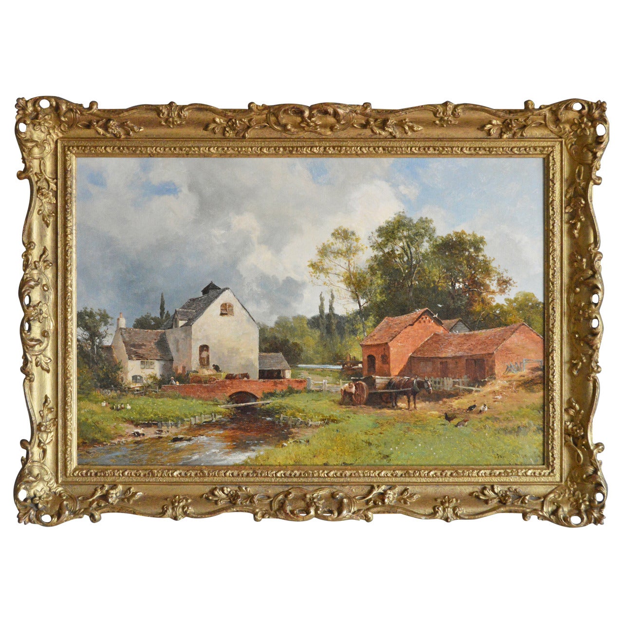 "The Mill at Penns, Warwickshire, " Oil on Canvas by David Bates For Sale