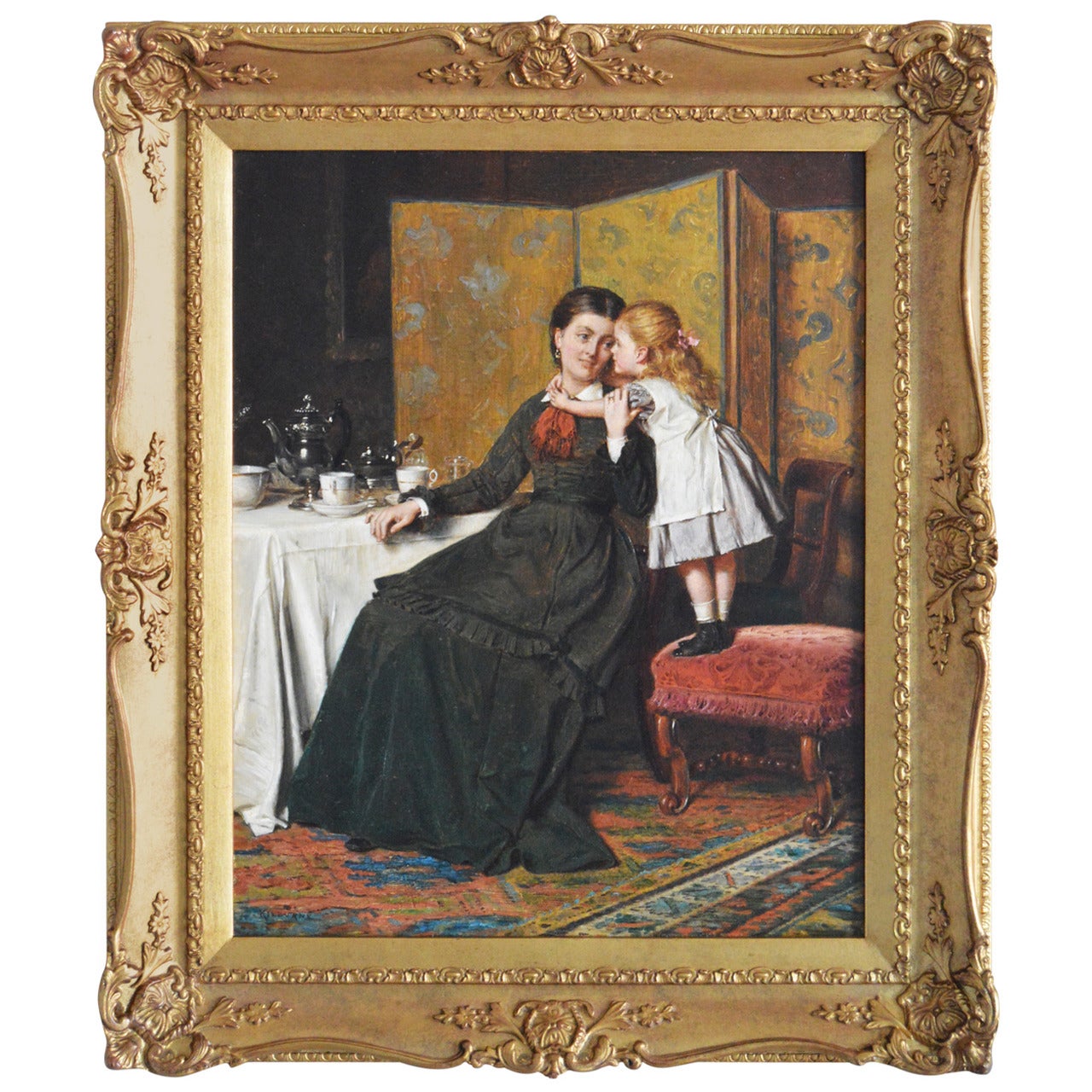 "A Tender Moment" Oil on Canvas by George Goodwin Kilburne For Sale