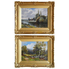 "On the Avon" and "In the Berwin Valley" Pair, Oil on Canvas by John Bates Noel