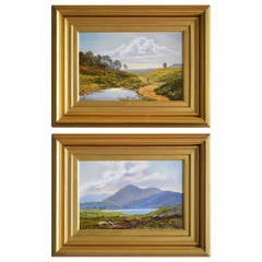 "Copthall Common" and "Pen y Gywrd" Pair, Oil on Board by Kate Gilbert