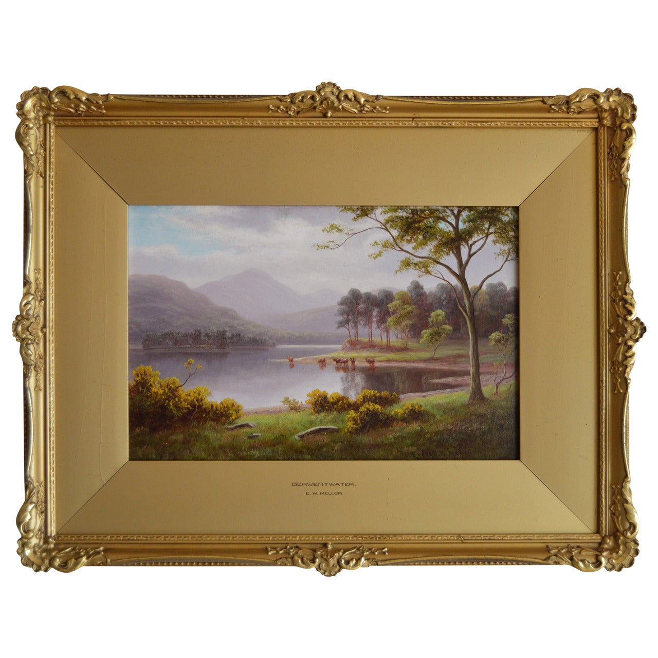 "Derwent Water" Oil on Board by Everett Watson Mellor For Sale