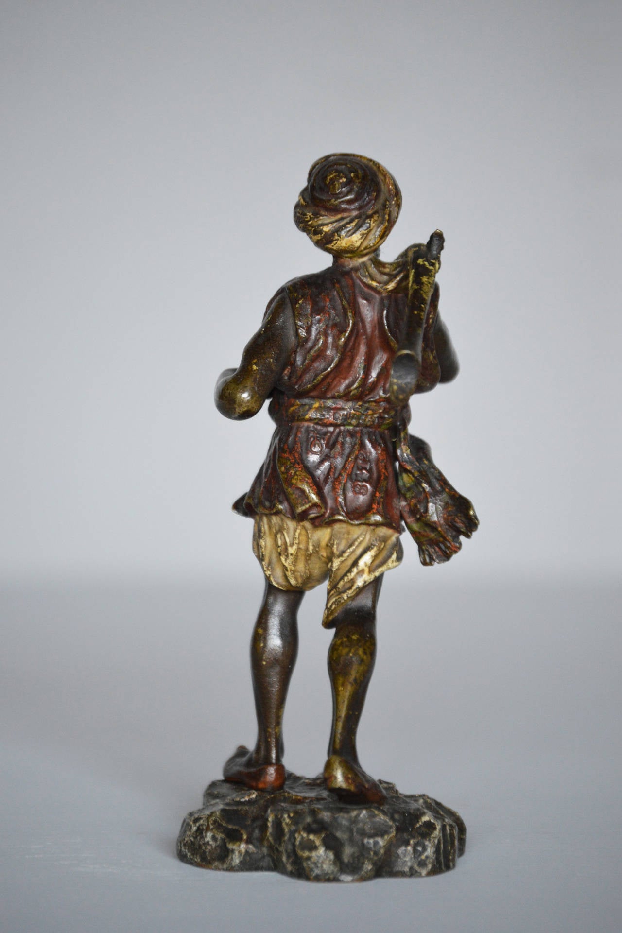 Cold Painted Bronze Sculpture of an Arab Warrior by Bergman In Excellent Condition In Moreton-In-Marsh, Gloucestershire