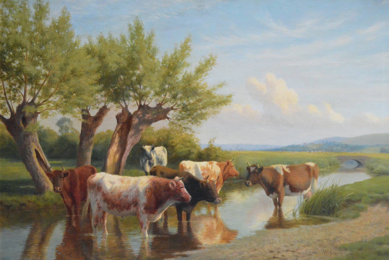"Near Amberley, Sussex" Oil on Canvas by William Sidney Cooper