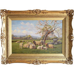 Antique "At Herne, Kent" Oil on Canvas by William Sidney Cooper