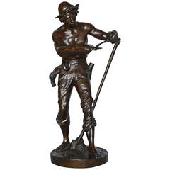 "Le Faucheur" Bronze Sculpture by Jean Gautherin