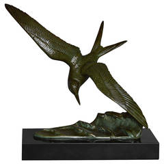Art Deco Bronze Sculpture of a Tern by Irenee Rochard