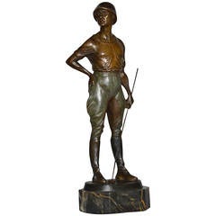 Bronze Sculpture of a Polo Player by Franz Iffland