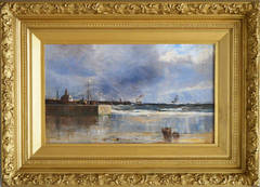 Antique Gorleston Pier, Oil on canvas by Edwin Ellis