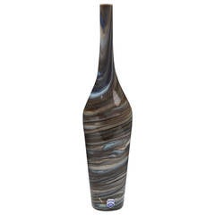 Italian Murano Gino Cenedese Signed Grey Marbled Bottle Vase