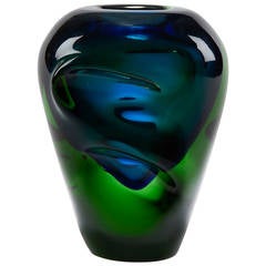 Czech Skrdlovice Sommerso Art Glass Vase by Jindrich Beraneck, 1950s