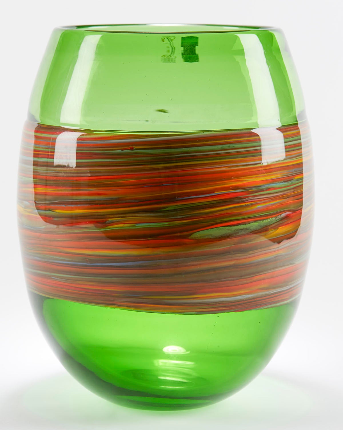 Italian Murano Gino Cenedese Signed Swirl Design Green Art Glass Vase