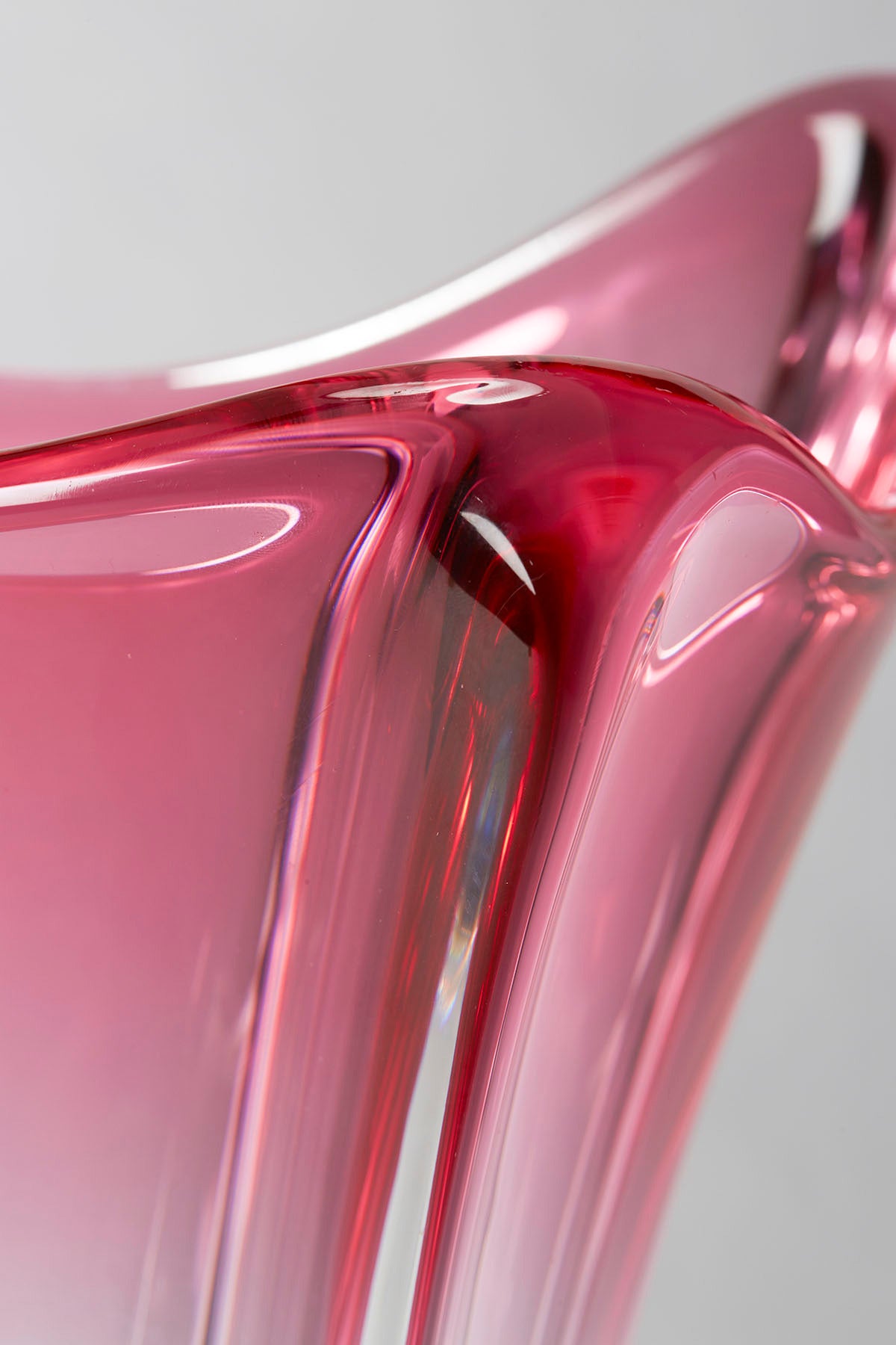 Belgian Val Saint Lambert Art Glass Vase, Signed