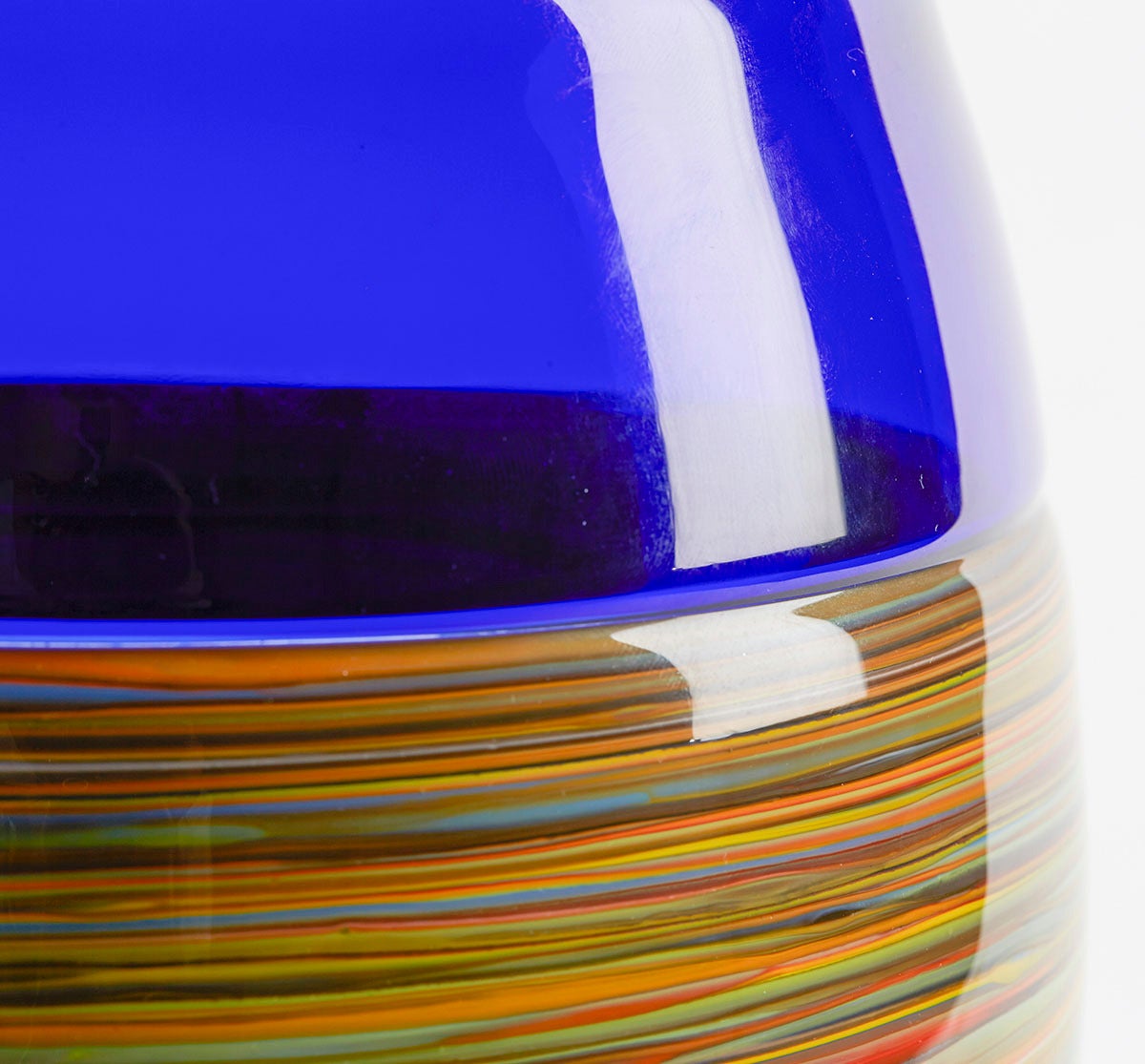 Italian Murano Gino Cenedese Signed Swirl Design Blue Art Glass Vase 1