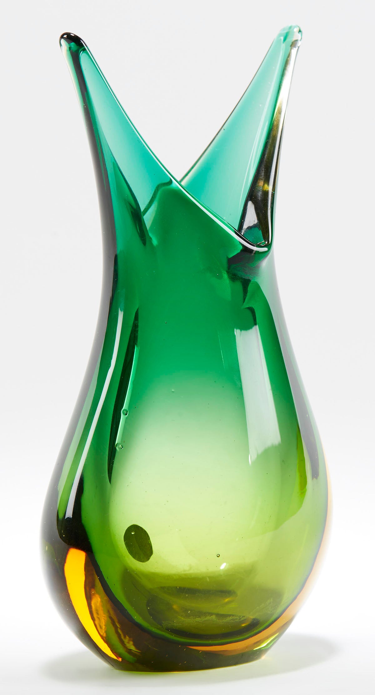 Murano Glass Italian Murano Free-Form Sommerso Glass Vase