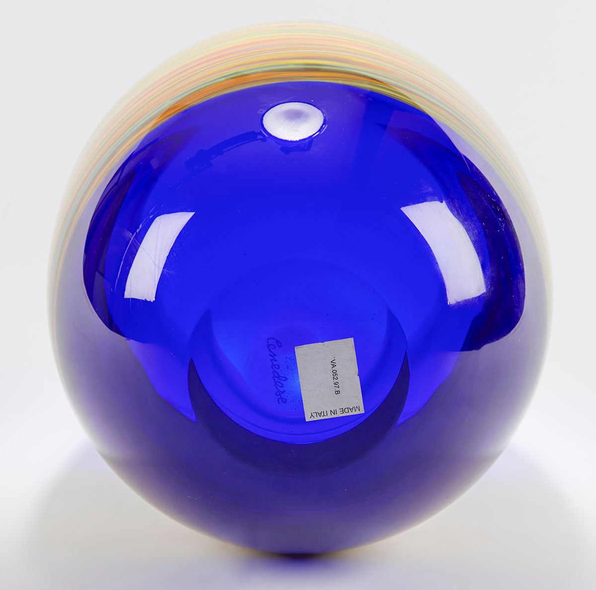 Murano Glass Italian Murano Gino Cenedese Signed Swirl Design Blue Art Glass Vase