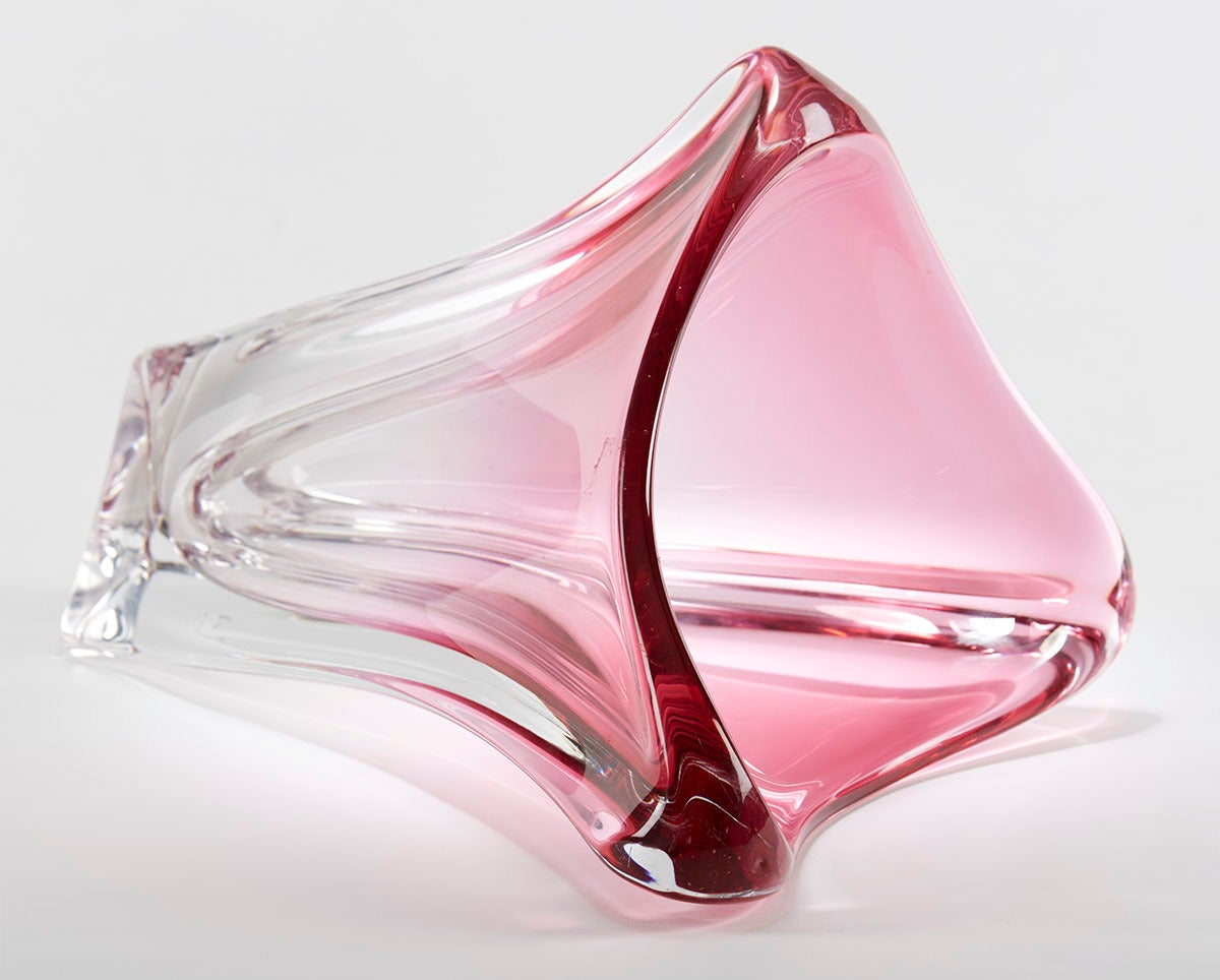 Val Saint Lambert Art Glass Vase, Signed 1
