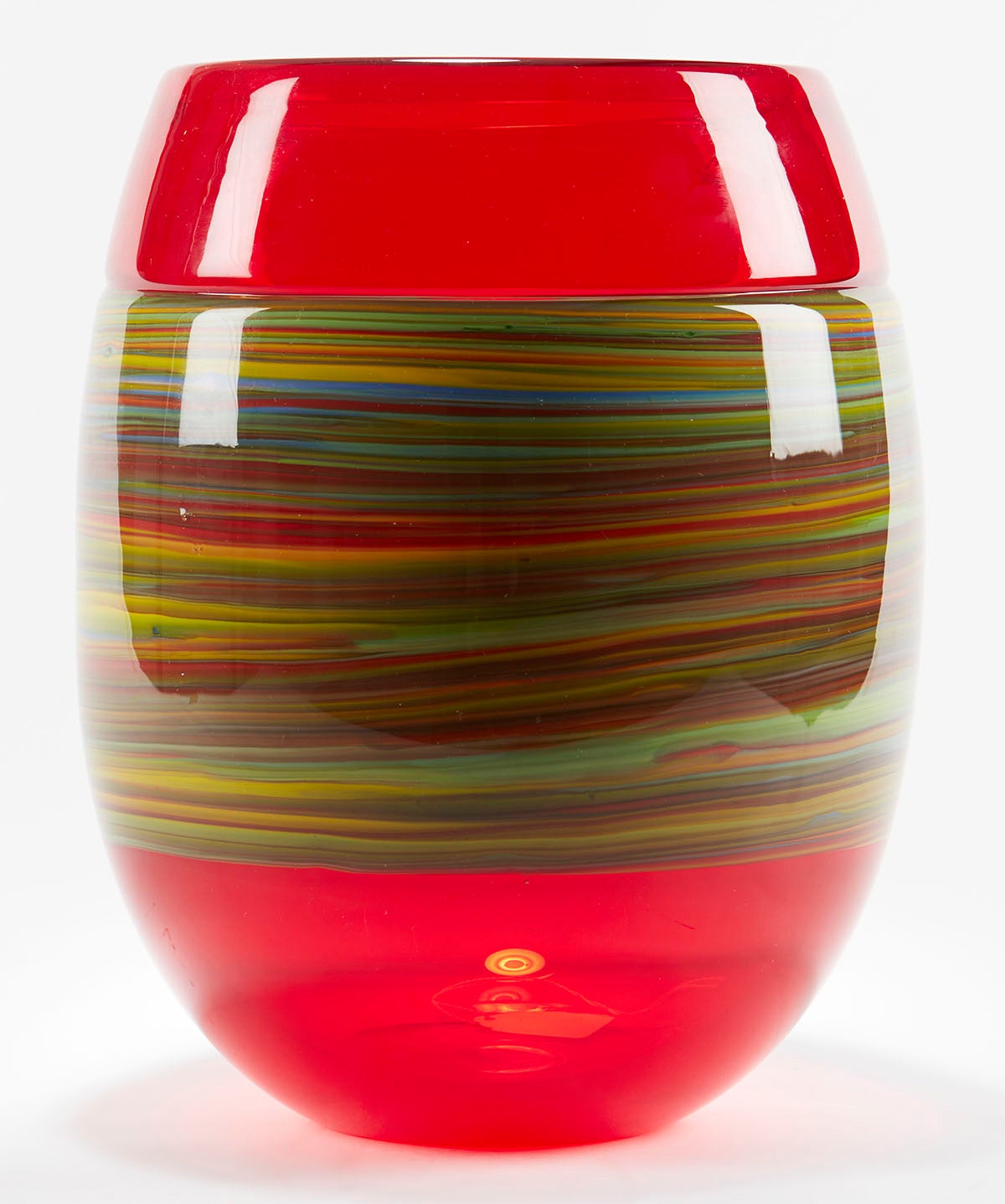 Italian Murano Gino Cenedese Signed Swirl Design Red Art Glass Vase 2