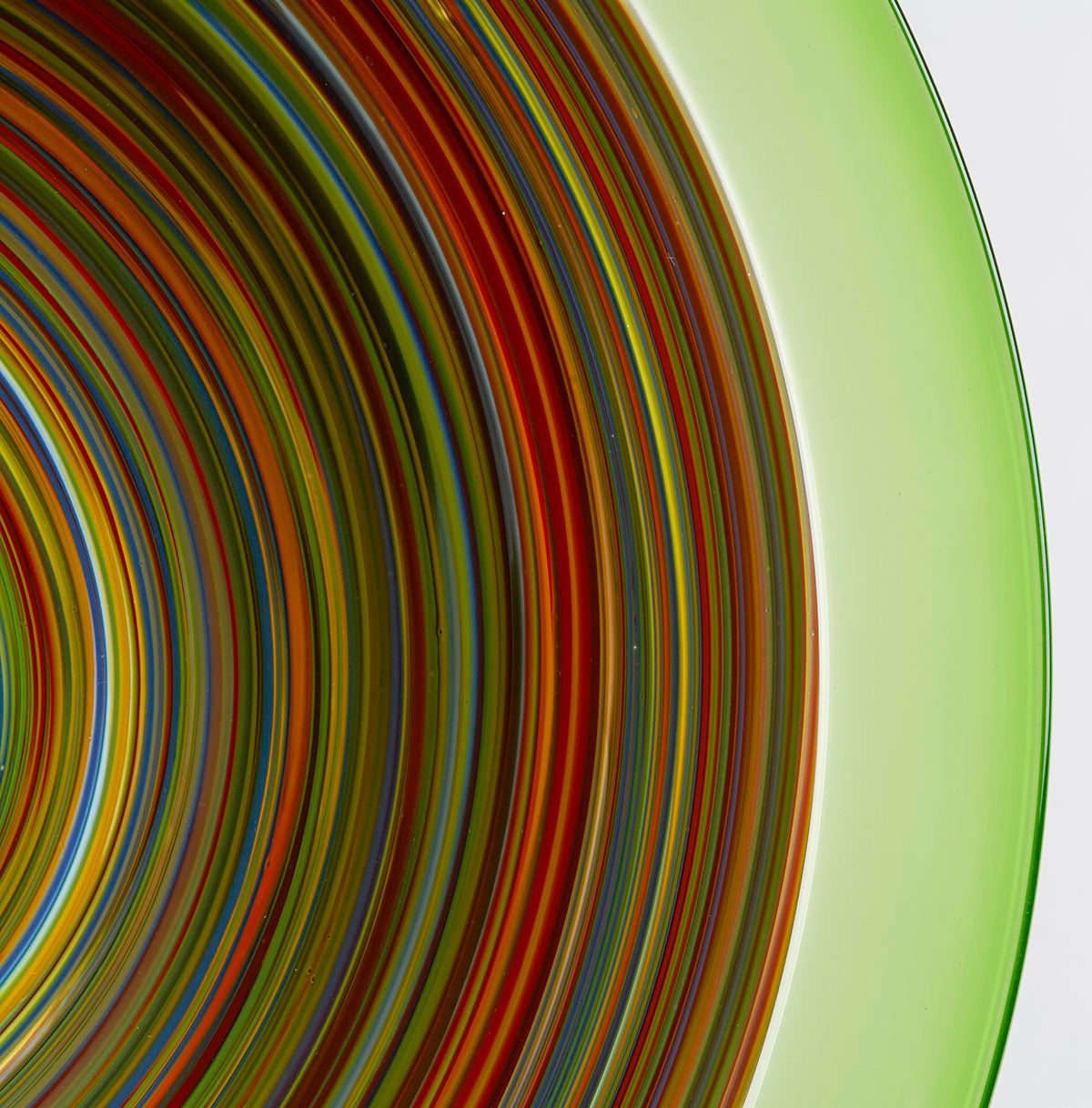 Italian Murano Gino Cenedese Signed, Swirl Design Green Art Glass Charger 2