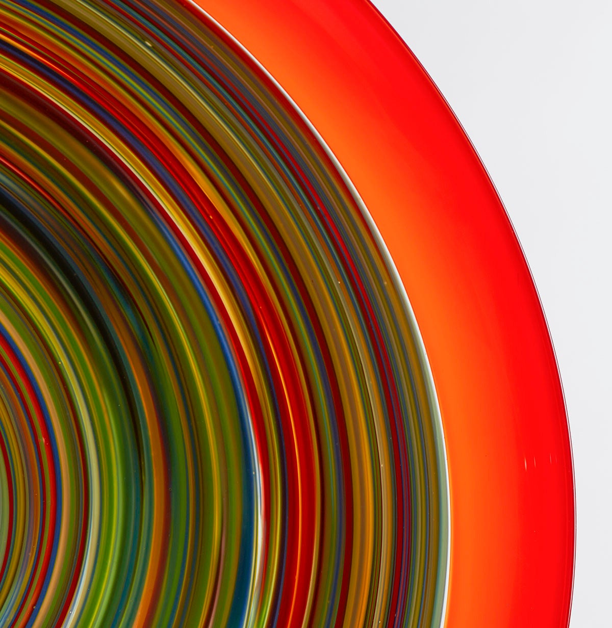 Italian Murano Gino Cenedese Signed, Swirl Design Red Art Glass Charger 3