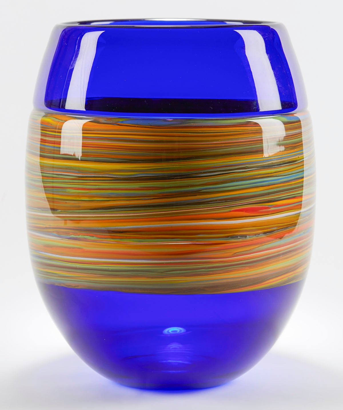 Italian Murano Gino Cenedese Signed Swirl Design Blue Art Glass Vase 4