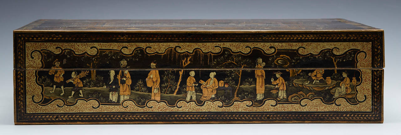 Chinese Armorial Lacquer Games Box and Counters, circa 1840 4