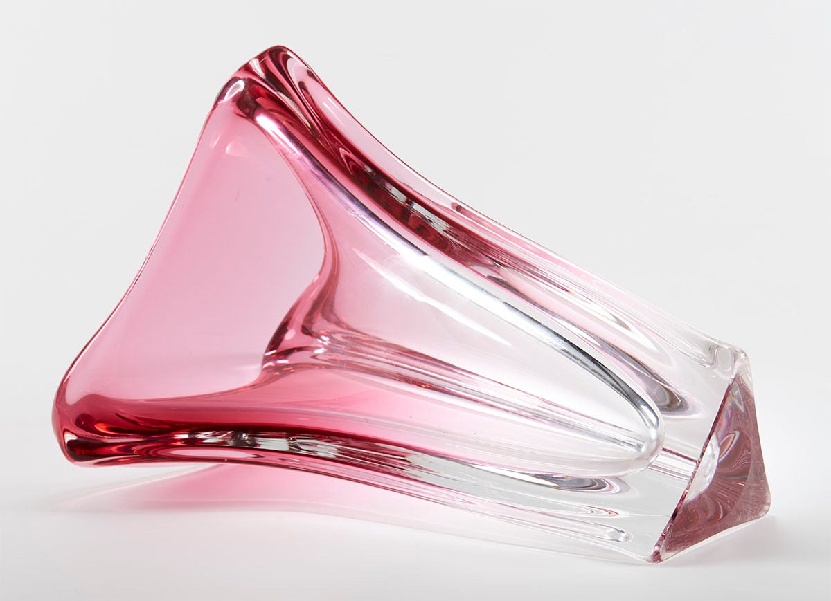 Val Saint Lambert Art Glass Vase, Signed 3