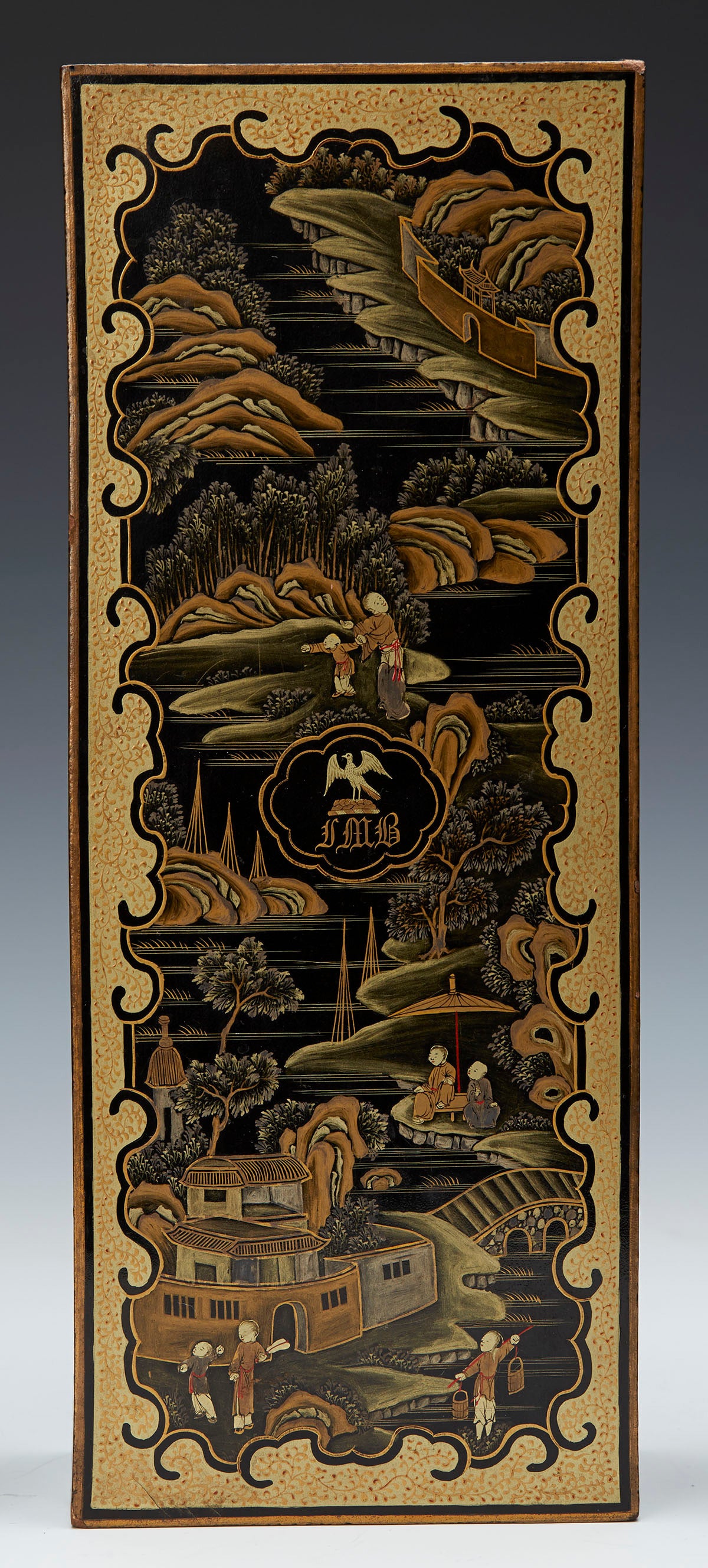Chinese Armorial Lacquer Games Box and Counters, circa 1840 5