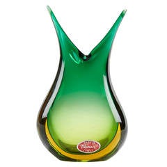 Italian Murano Free-Form Sommerso Glass Vase