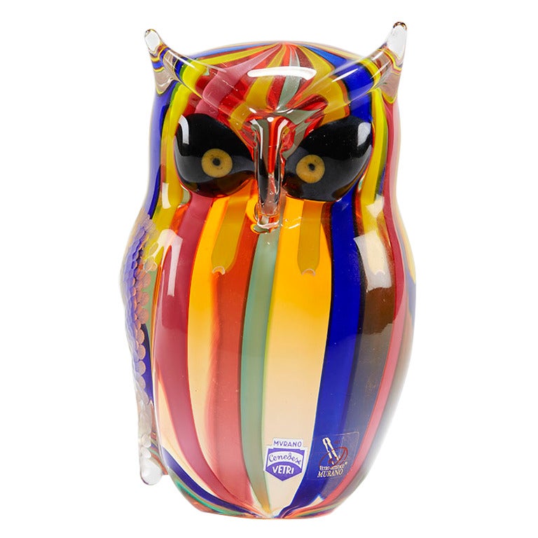 Italian Murano Gino Cenedese Signed Art Glass Owl Figure