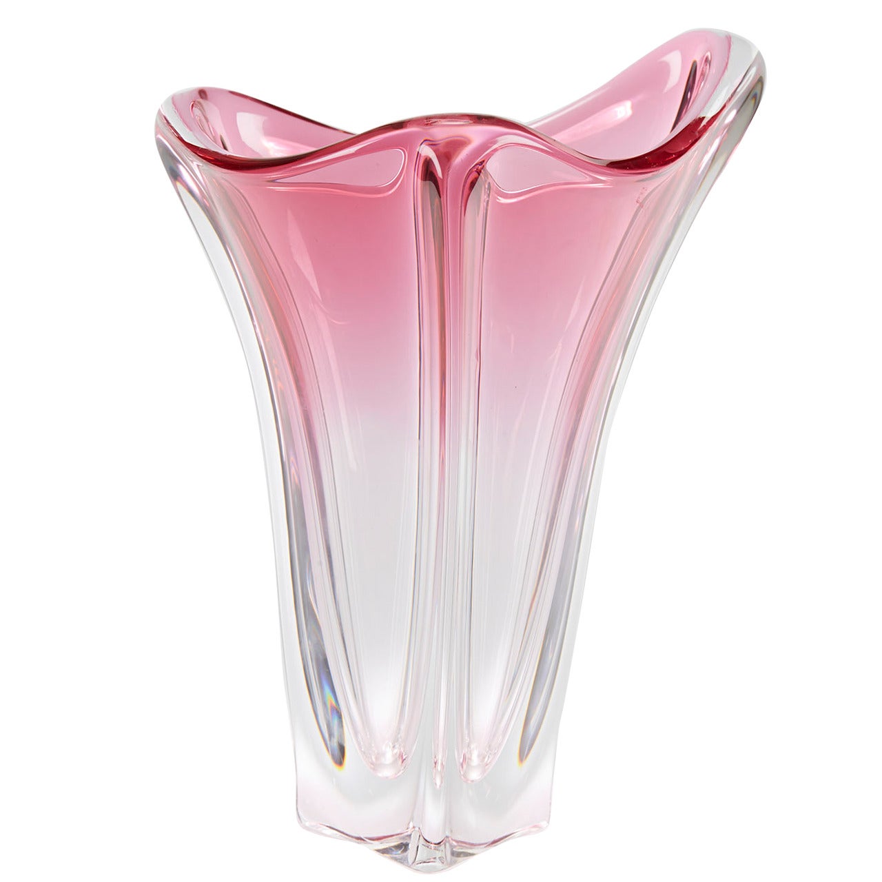 Val Saint Lambert Art Glass Vase, Signed