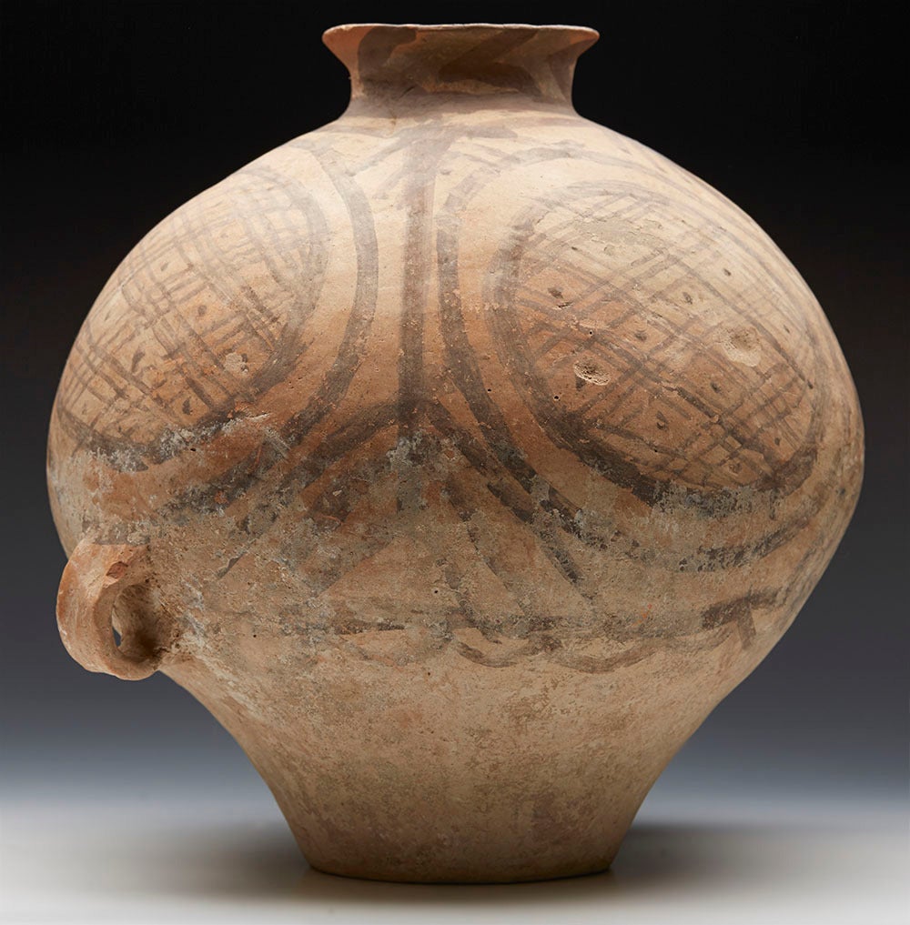 Neolithic Chinese Painted Terracotta Twin-Handled Jar, Third Millennium B.C. 2