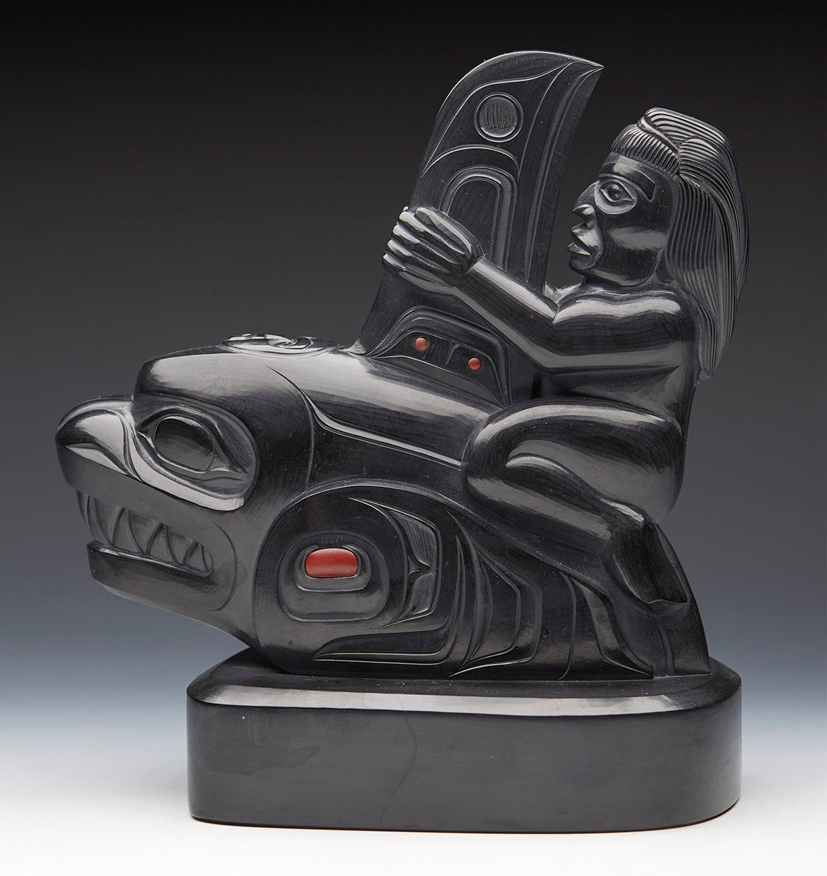 Haida Sgaan Supernatural Being Argillite Sculpture by Christian White, 2007 1