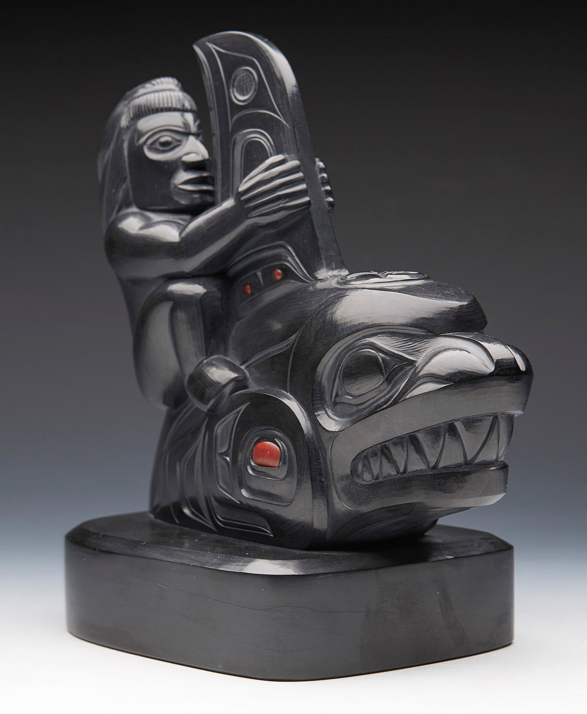 Haida Sgaan Supernatural Being Argillite Sculpture by Christian White, 2007 3