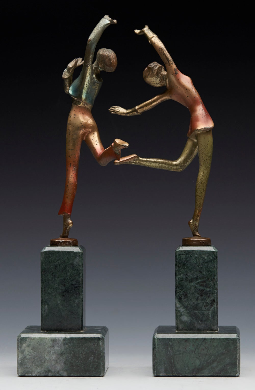 Pair of Art Deco Cold Painted Bronze Dancers, Josef Lorenzl, circa 1930 3