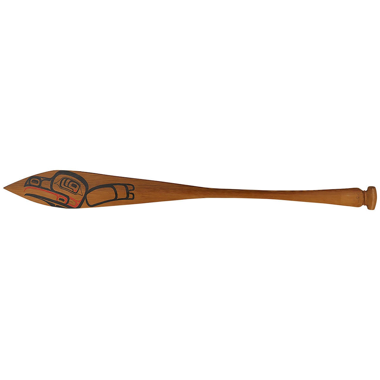Haida Painted Red Cedar Wood Carved Paddle by Giitsxaa For Sale at 1stdibs