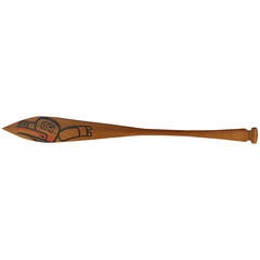 Haida Painted Red Cedar Wood Carved Paddle by Giitsxaa