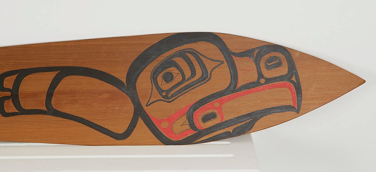 Native American Haida Painted Red Cedar Wood Carved Paddle By Giitsxaa