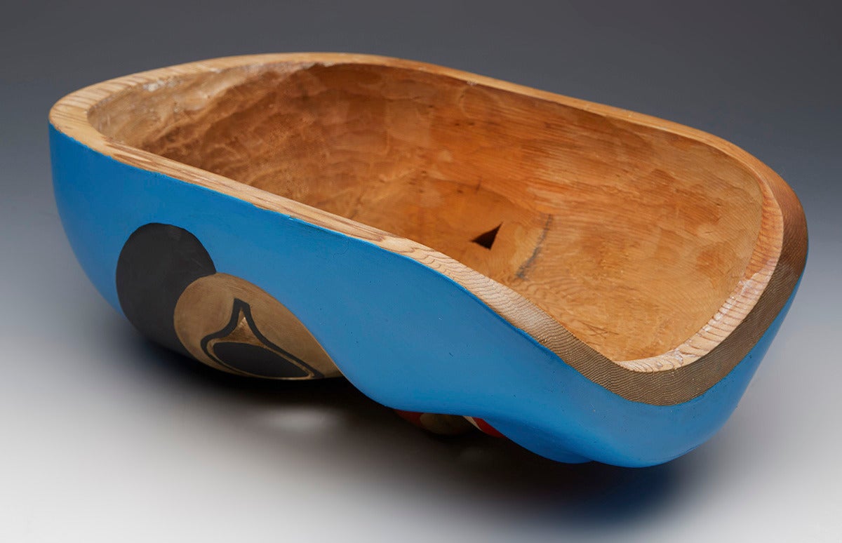 Haida Painted Red Cedar Wood Carved Moon Mask by Giitsxaa 2004 In Excellent Condition In Bishop's Stortford, Hertfordshire