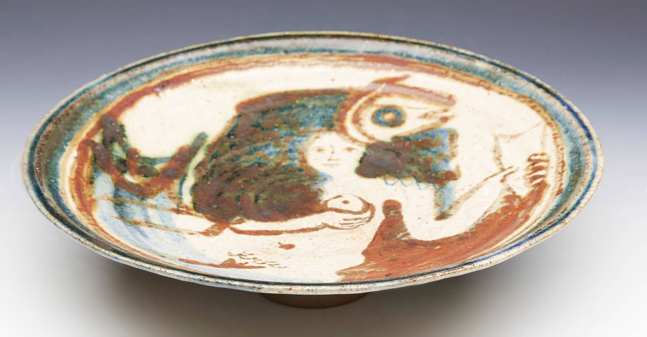Eric James Mellon Studio Pottery Pedestal Dish With Nudes 1971