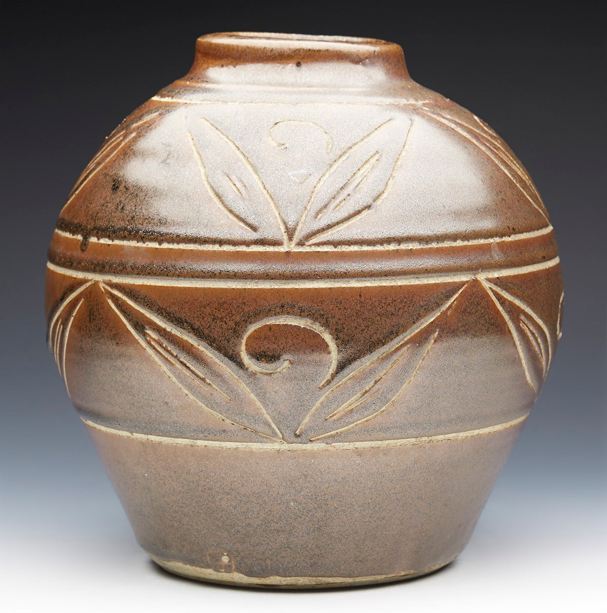 English Poole Pottery Atlantis Incised Groove Vase by Jenny Haigh, circa 1975