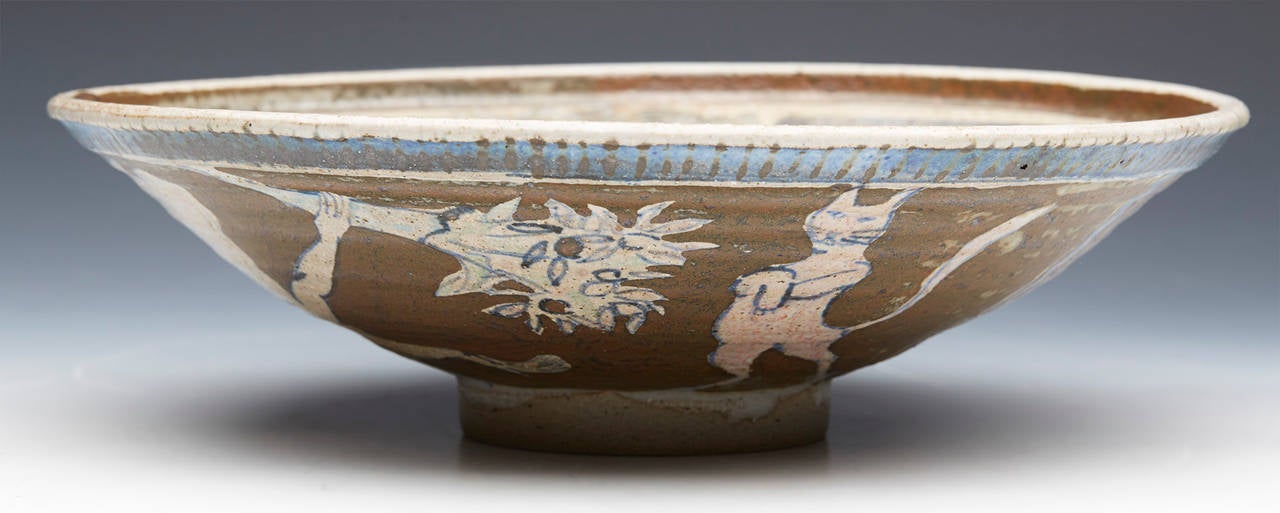 Eric James Mellon Studio Pottery Bowl with Nudes and Cats, 1986 4