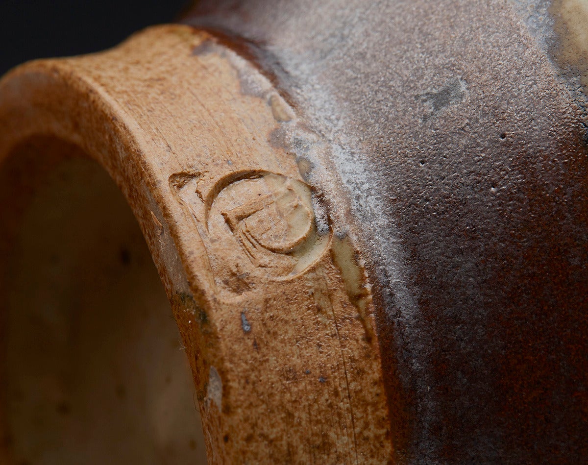 British David Leach Studio Pottery Vase with Foliate Designs, 20th Century