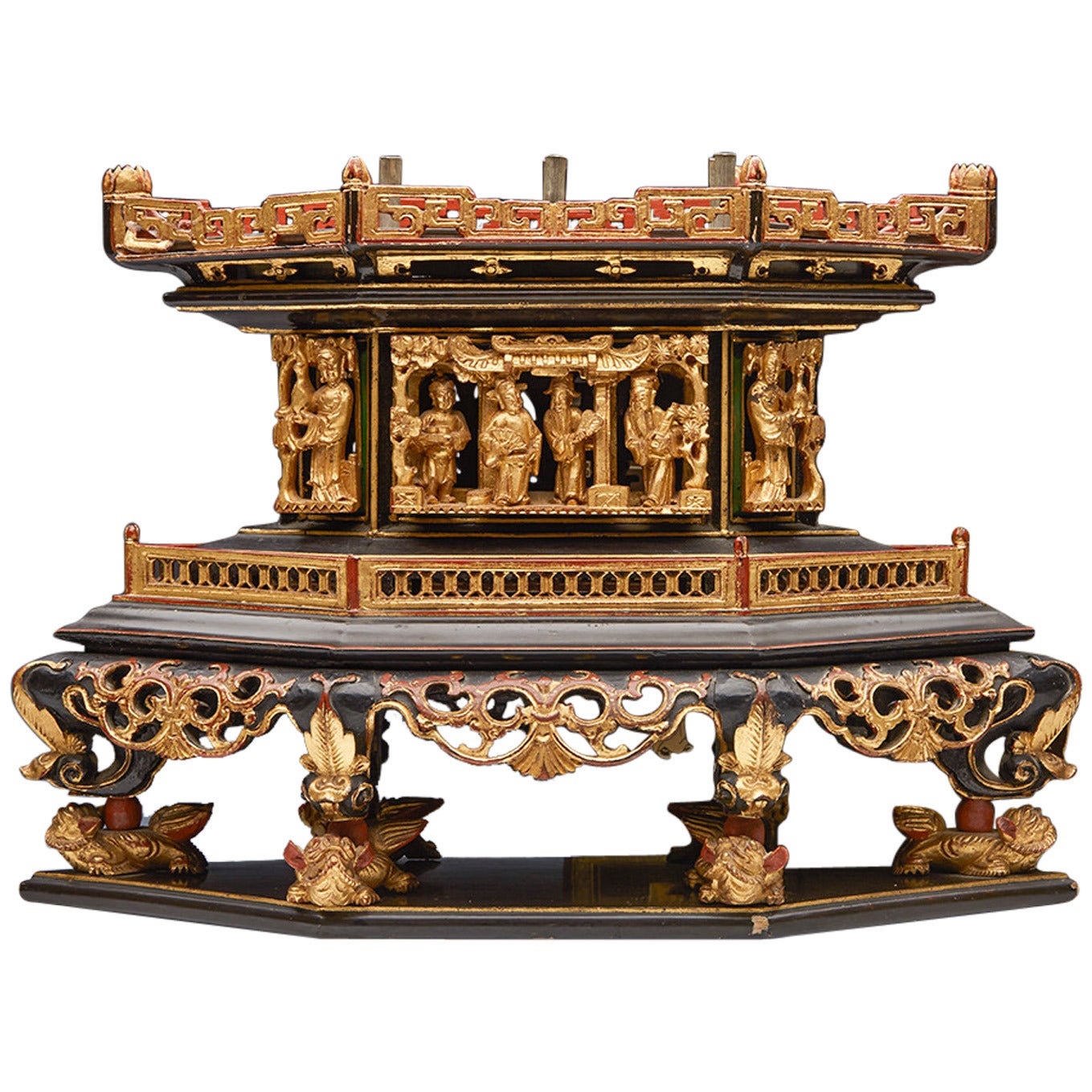 Antique Chinese Carved Incense Burner Stand, 19th Century