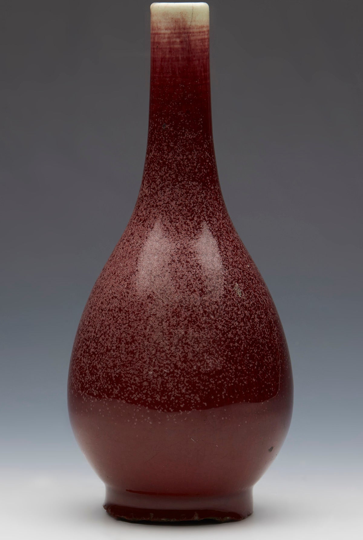 Antique Chinese Qing Sang De Boeuf Speckled Egg Bottle Vase, 18th Century