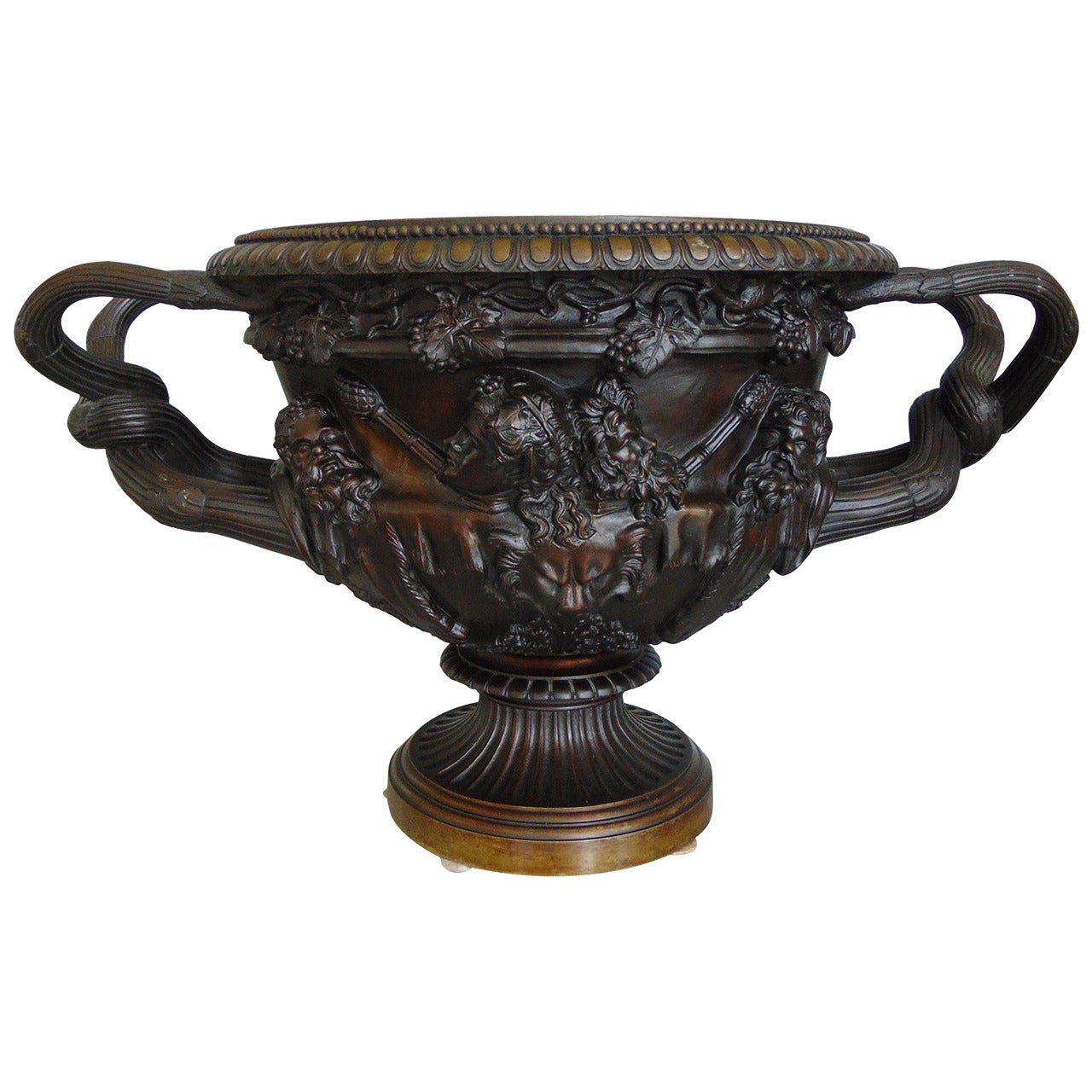 Warwick Vase made of Patinated Bronze, 23' wide. Attr. to Eugene Cornu, Paris