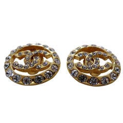 Vintage Chanel Gold Logo Earrings